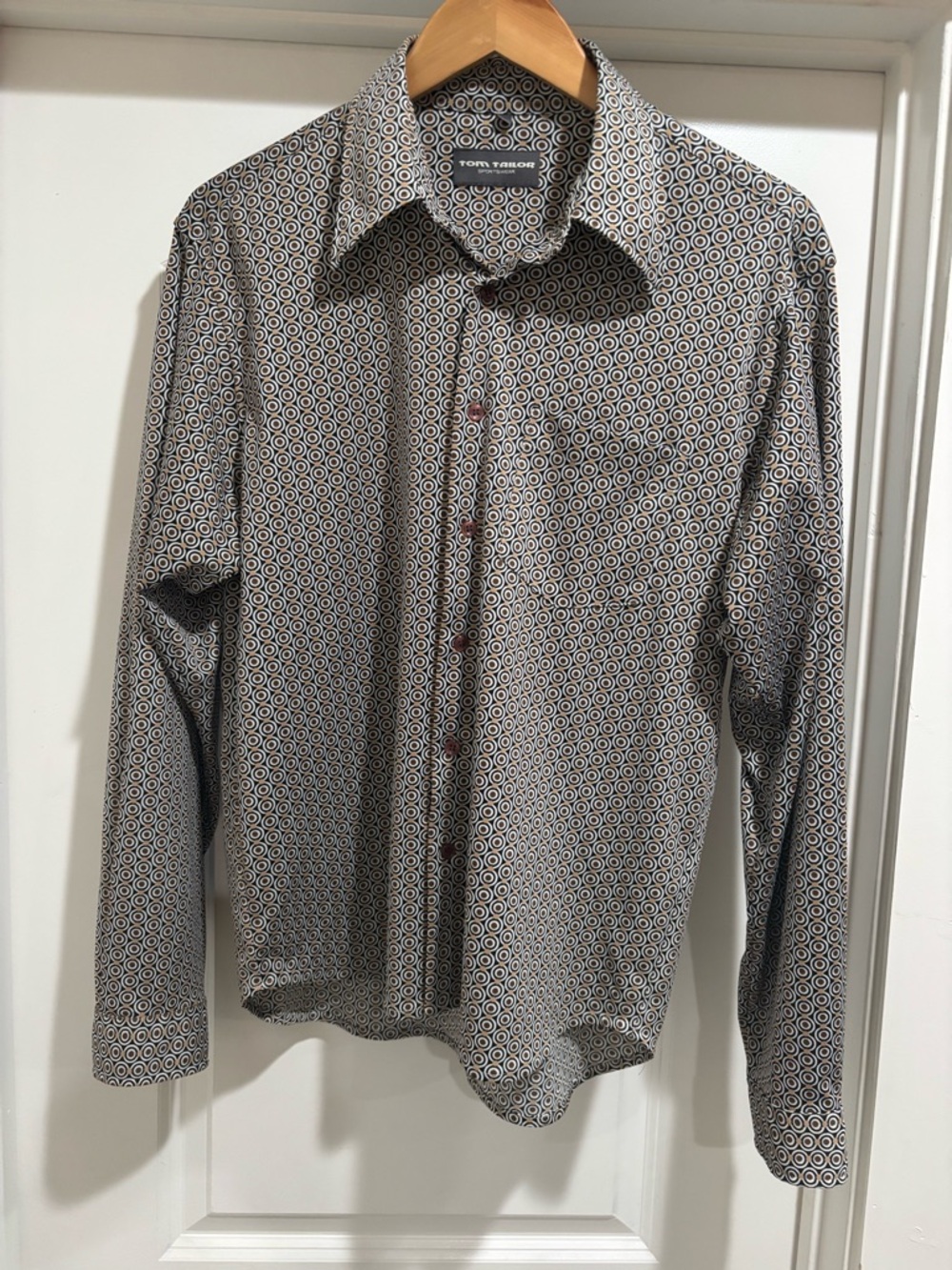 Vintage Geometric Print Long-Sleeve Shirt